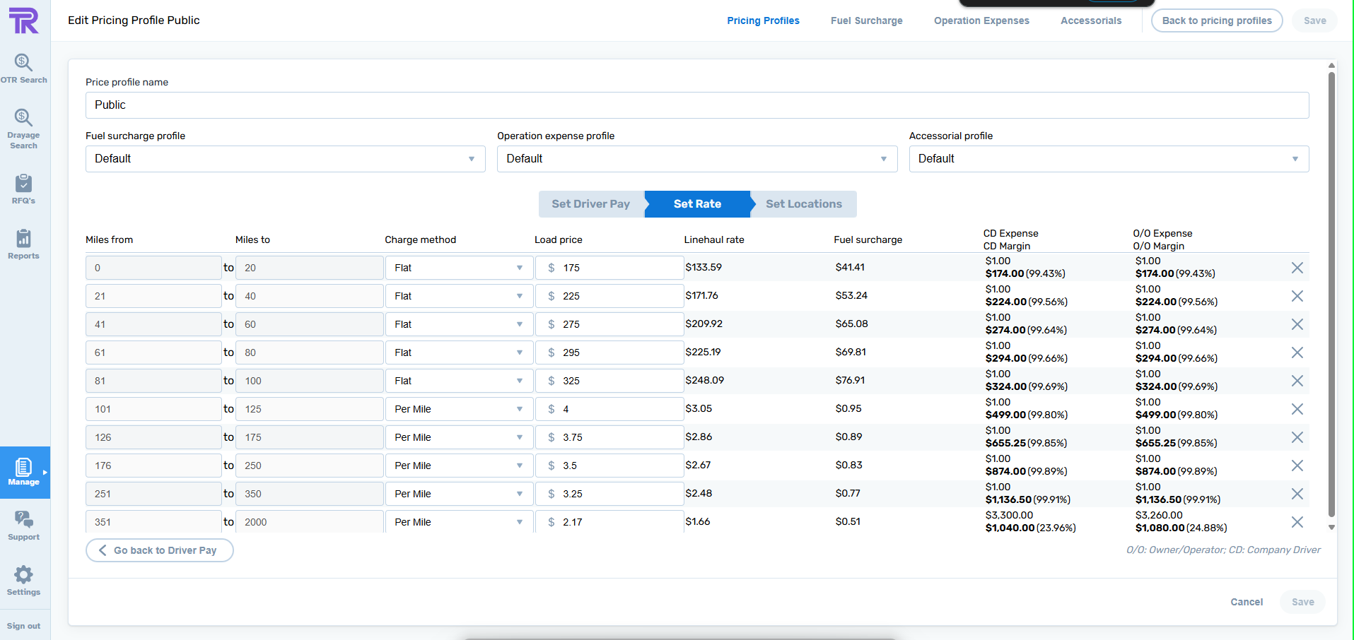 Pricing Profile Interface
